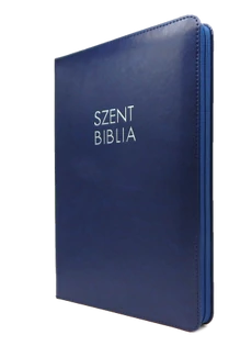 Nagy Biblia sötétkék cipzárral