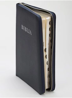 Biblia - RÚF - bőrkötés, nagy, zipzáras, regiszteres, ezüst szélű