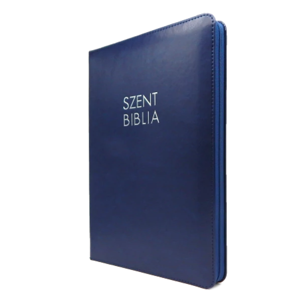 Nagy Biblia sötétkék cipzárral