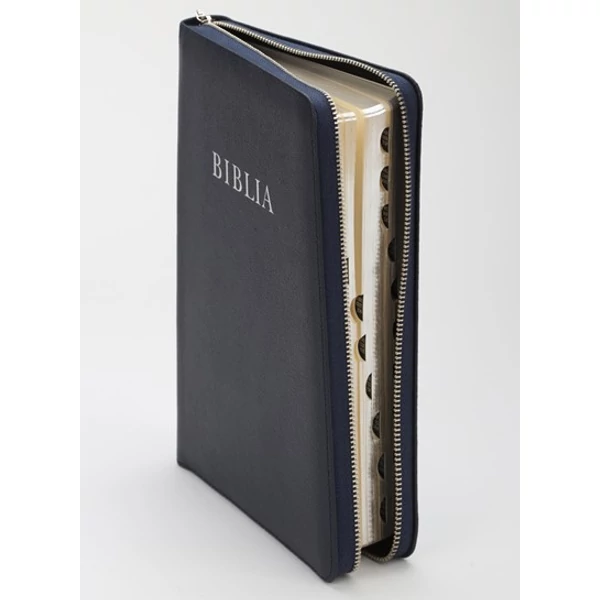 Biblia - RÚF - bőrkötés, nagy, zipzáras, regiszteres, ezüst szélű