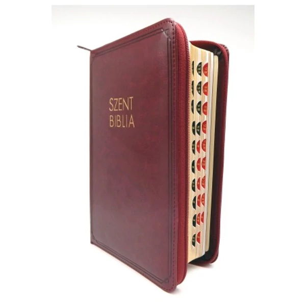 Közepes Biblia bordó, cipzárral és regisztettel