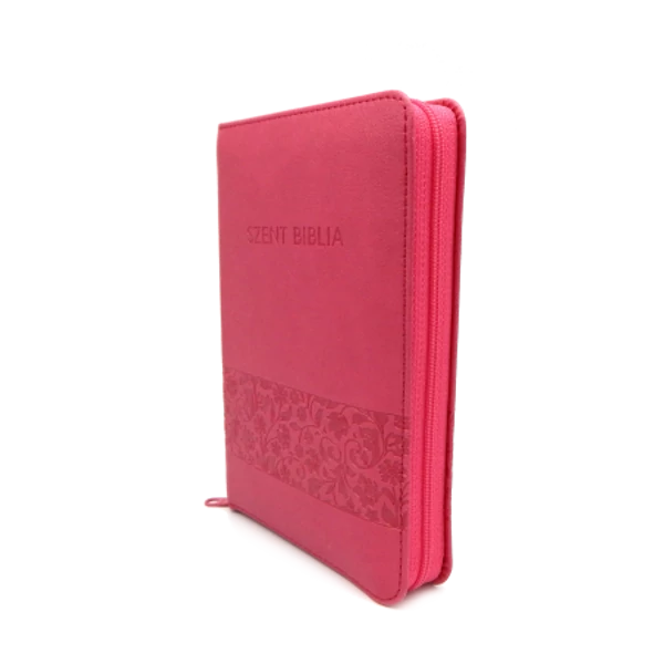 Mini Biblia Málnavirágos cipzárral
