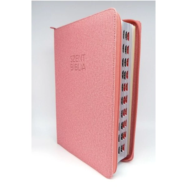 Nagy Biblia Rose Textil mintás cipzárral és regiszterrel